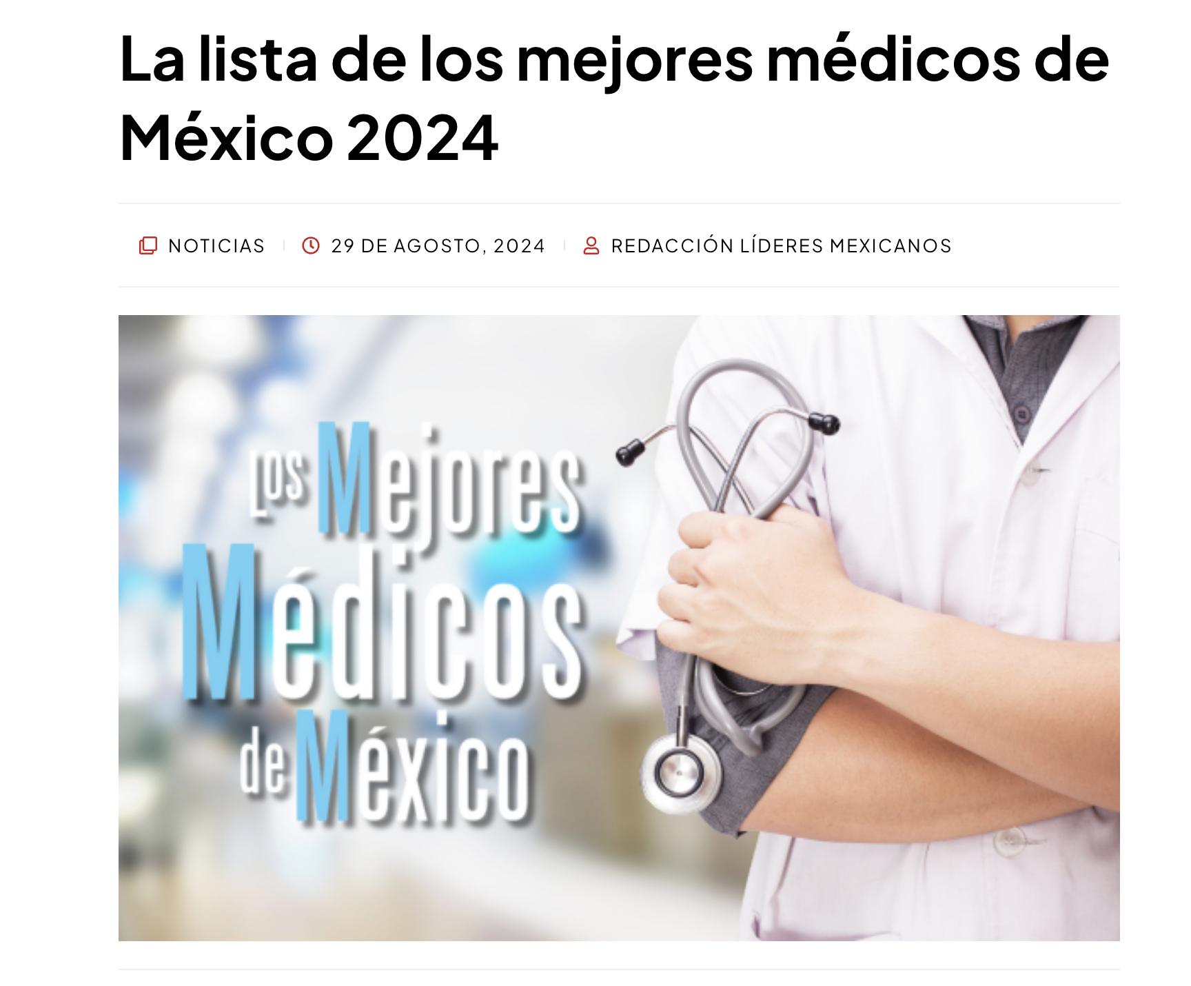Portada del reportaje Los Mejores Médicos de México 2024 — Revista Líderes Mexicanos